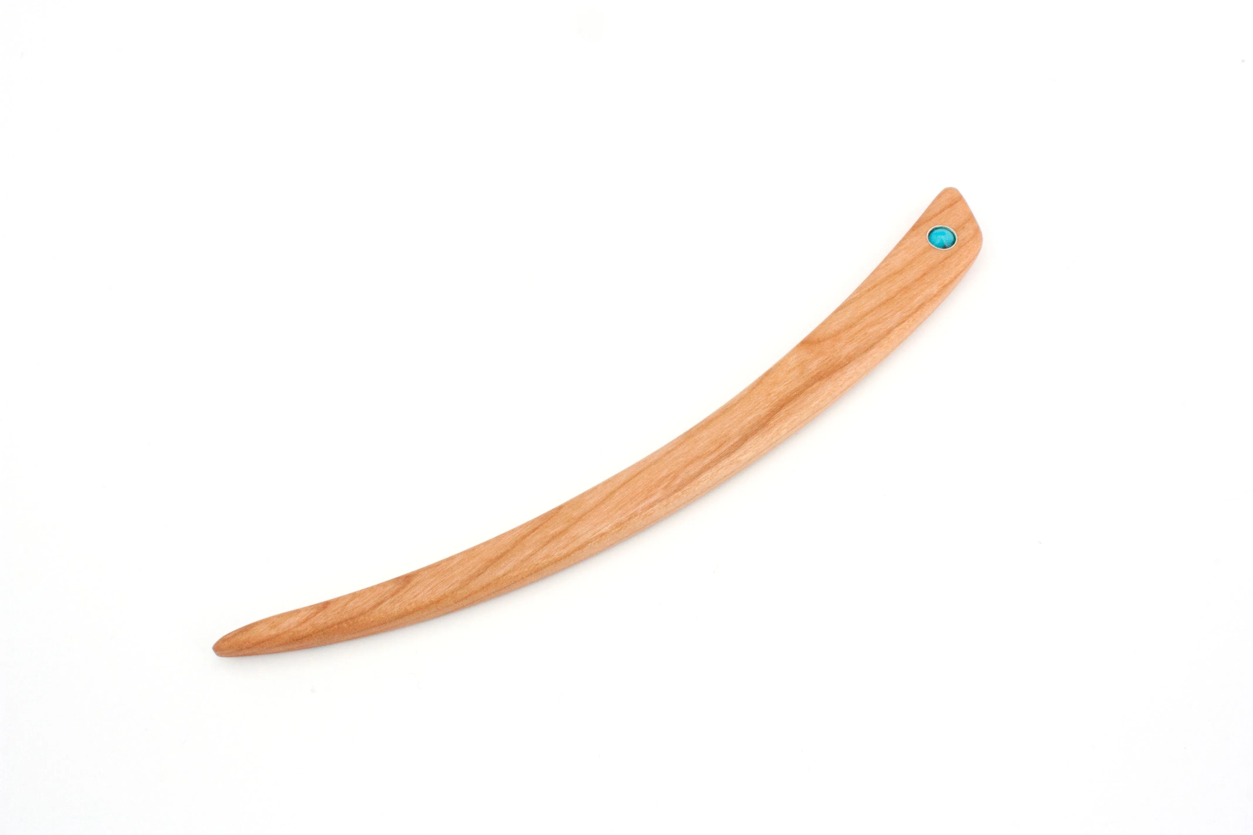 Cherry and Turquoise gemstone wood hair sticks, wooden hair sticks