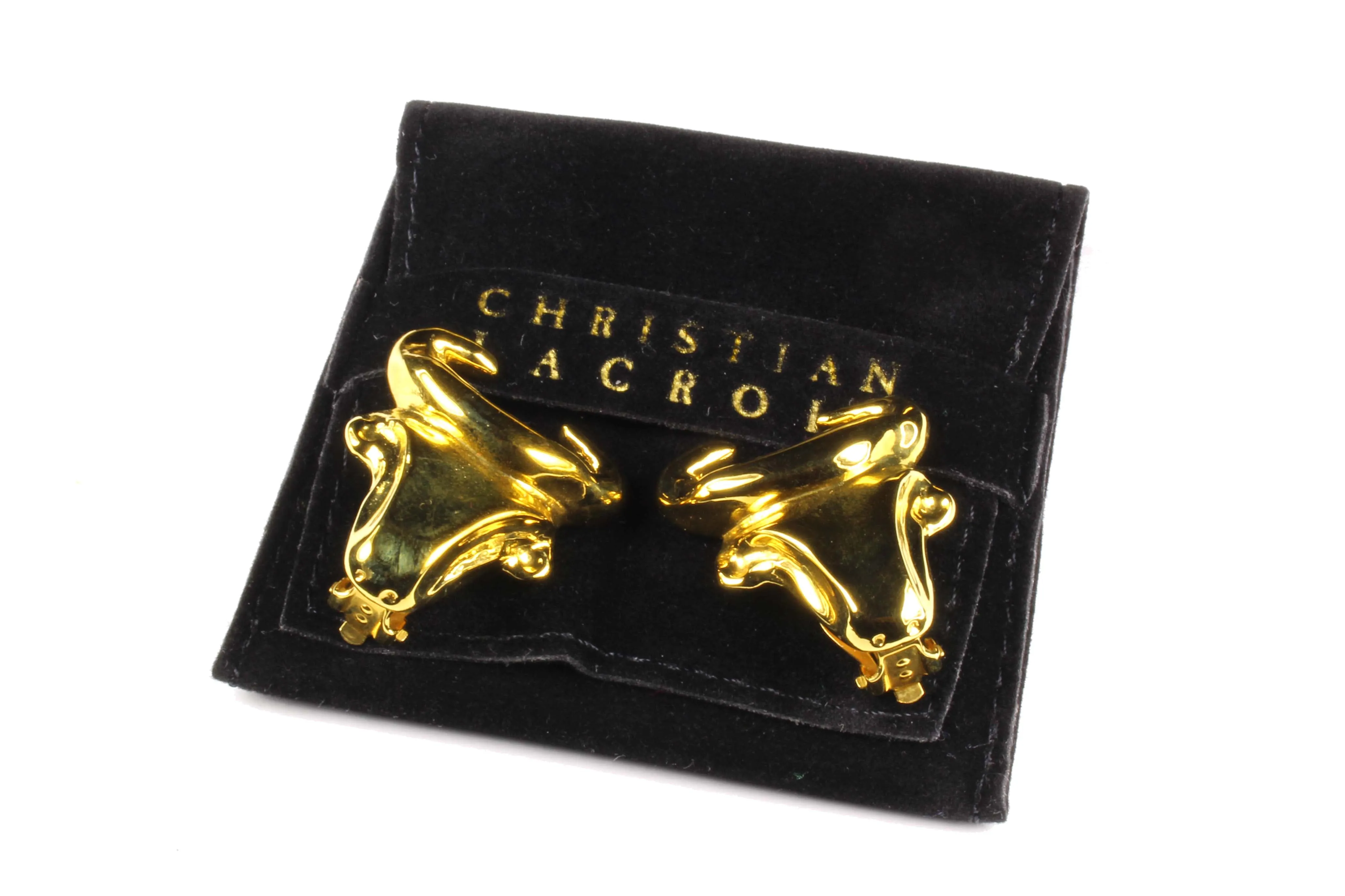CHRISTIAN LACROIX gold bull head earrings