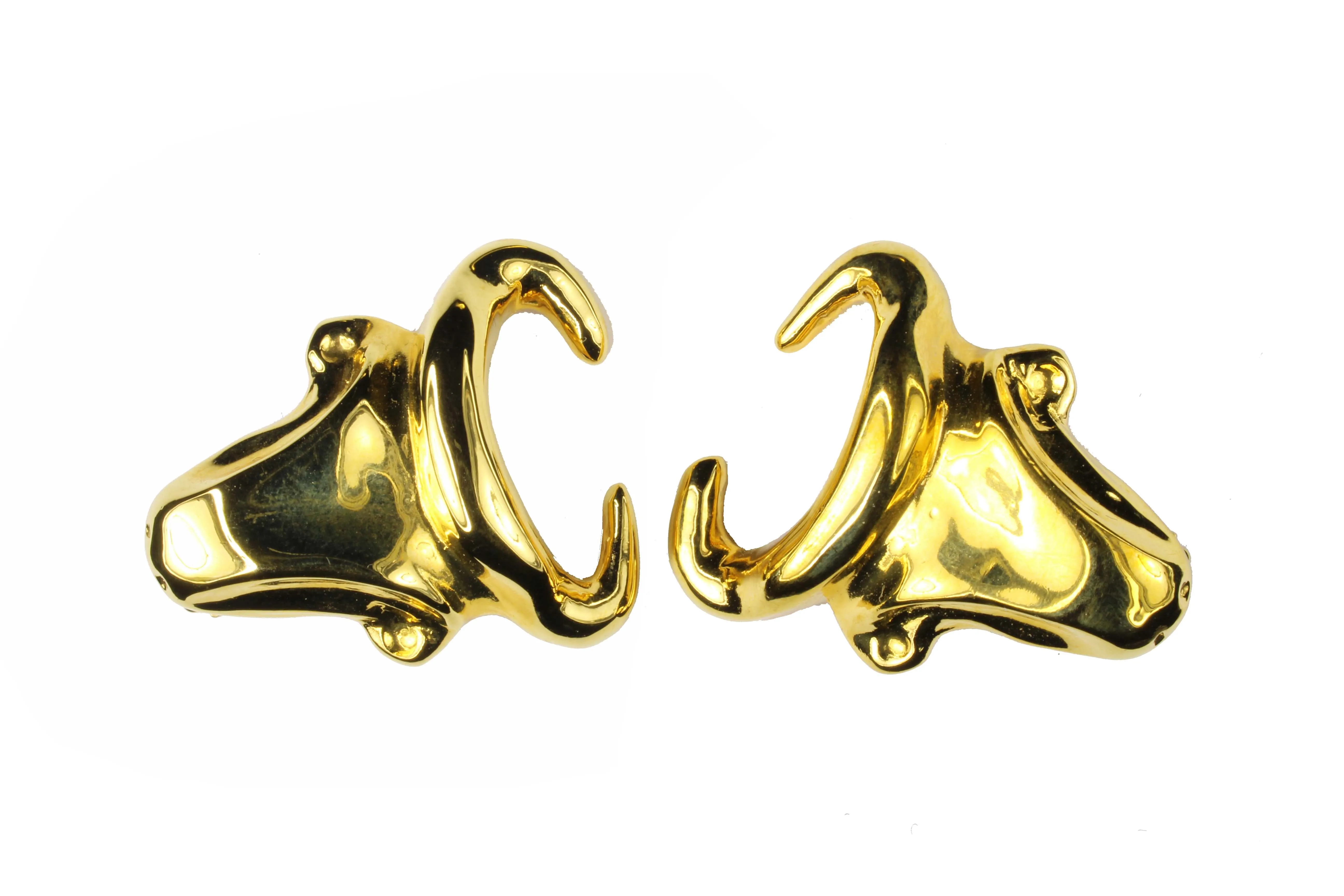 CHRISTIAN LACROIX gold bull head earrings