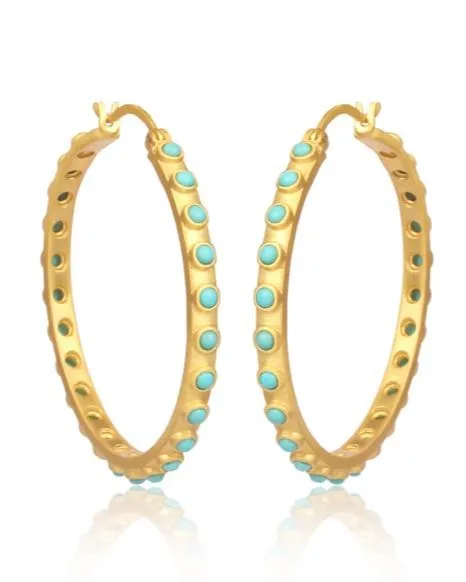 CHRISTINA GREENE TURQUOISE HOOP EARRINGS