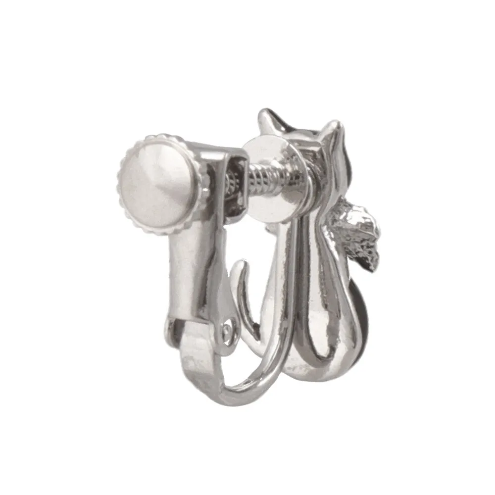 Christmas Cat Clip On Earrings