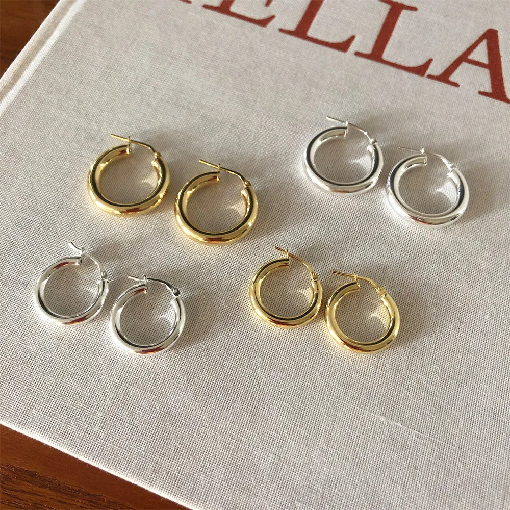 Chunky Hoop Earrings - Small - Silver