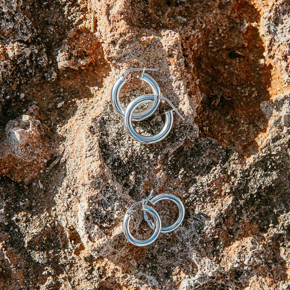Chunky Hoop Earrings - Small - Silver