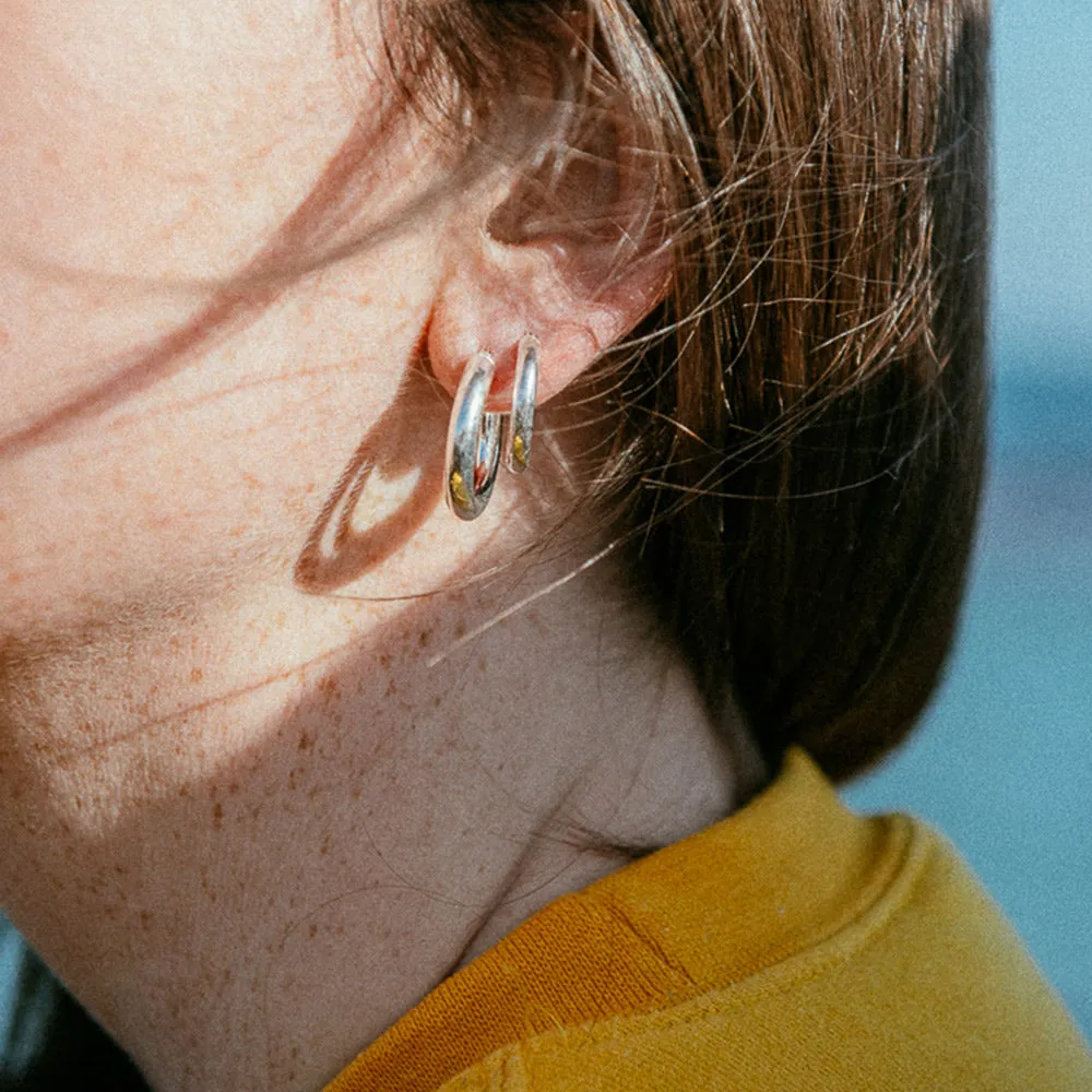 Chunky Hoop Earrings - Small - Silver