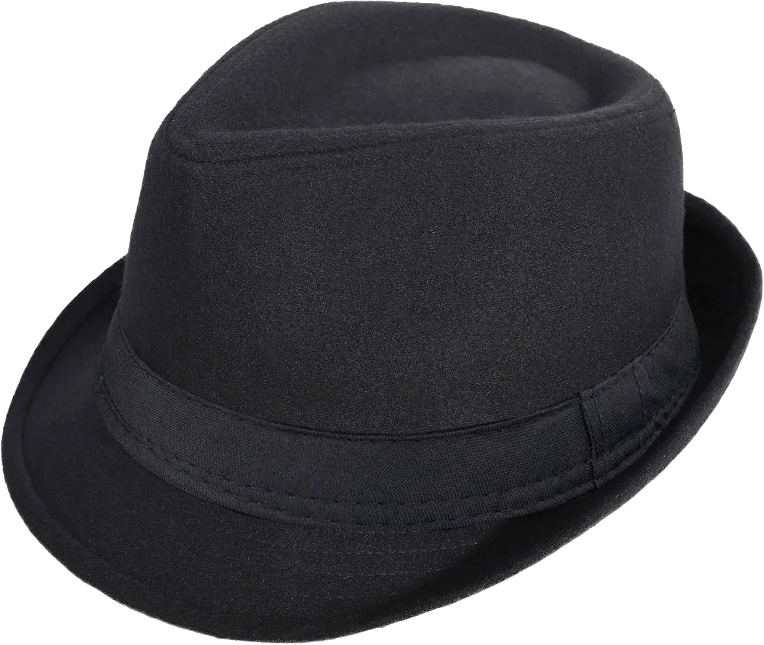 Classic Manhattan Fedora Hat Felt Trilby Short Brim Bowler Hat for Mens Womens 23"
