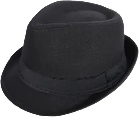 Classic Manhattan Fedora Hat Felt Trilby Short Brim Bowler Hat for Mens Womens 23"