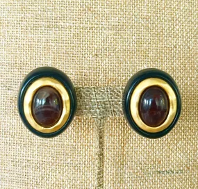 Classic oval clip on designer style vintage earrings.