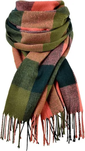 Clothirily Womens Winter Scarf, Fashion Cashmere Feel Plaid Scarfs for Women, Pashmina Shawls and Wraps, Long Blanket Scarf