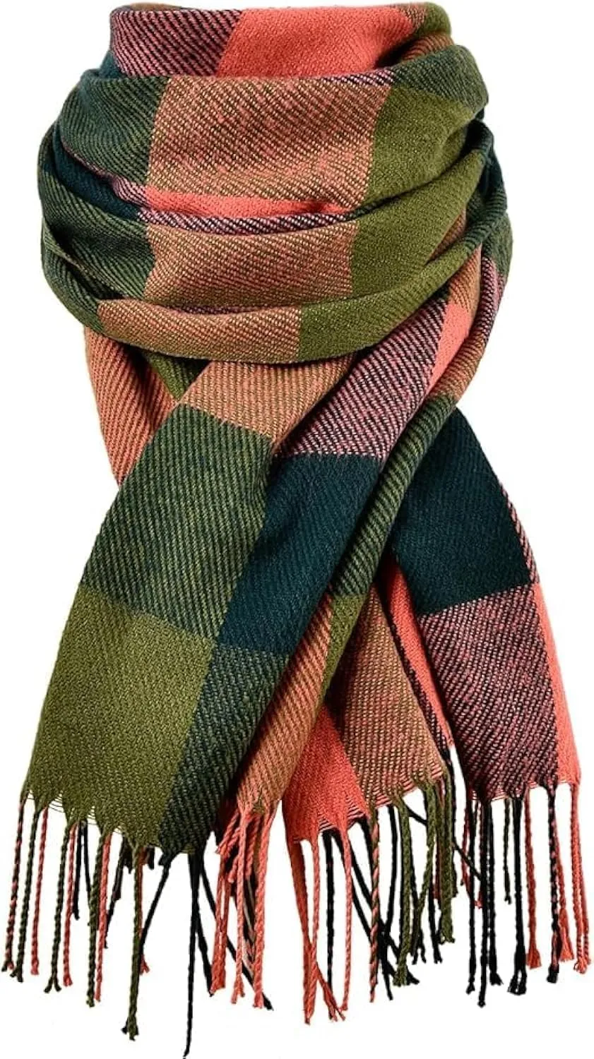 Clothirily Womens Winter Scarf, Fashion Cashmere Feel Plaid Scarfs for Women, Pashmina Shawls and Wraps, Long Blanket Scarf