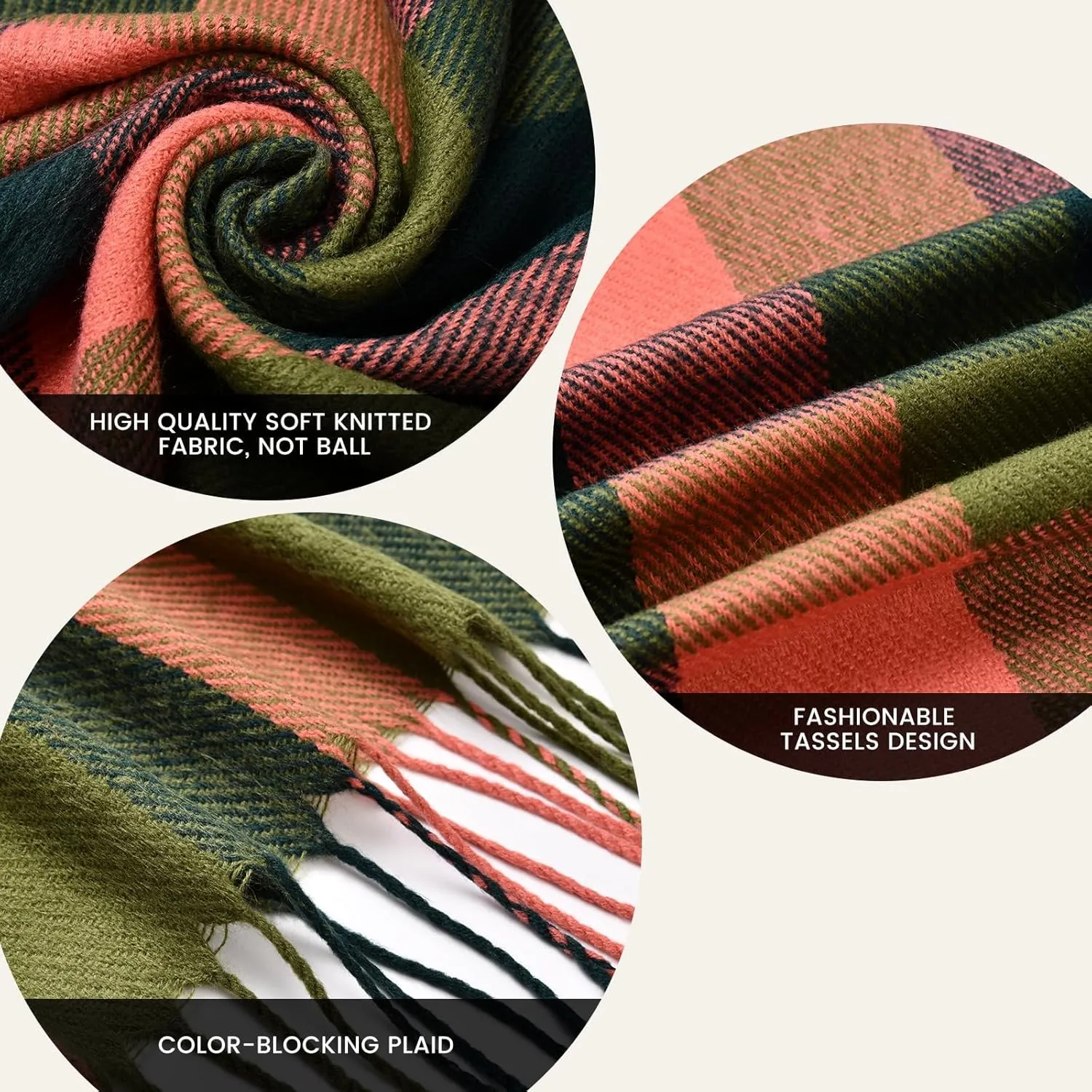 Clothirily Womens Winter Scarf, Fashion Cashmere Feel Plaid Scarfs for Women, Pashmina Shawls and Wraps, Long Blanket Scarf