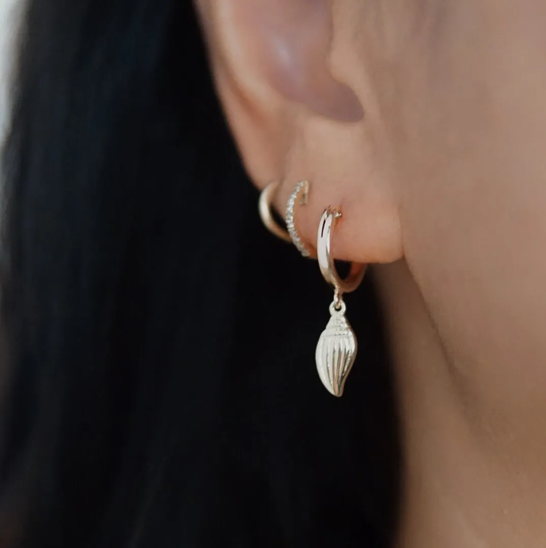 Conch Shell Huggie Hoop Earrings