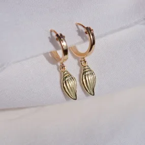 Conch Shell Huggie Hoop Earrings