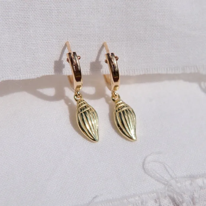 Conch Shell Huggie Hoop Earrings