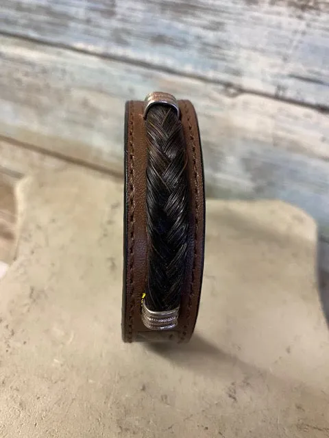 Cowboy Collectibles Tooled Horsehair Leather Bracelet - Brown