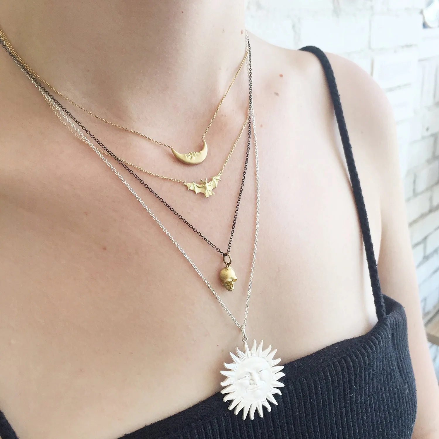Crescent Moonface Necklace