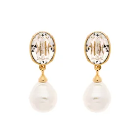 Crystal & Baroque Pearl Statement Clip Earrings