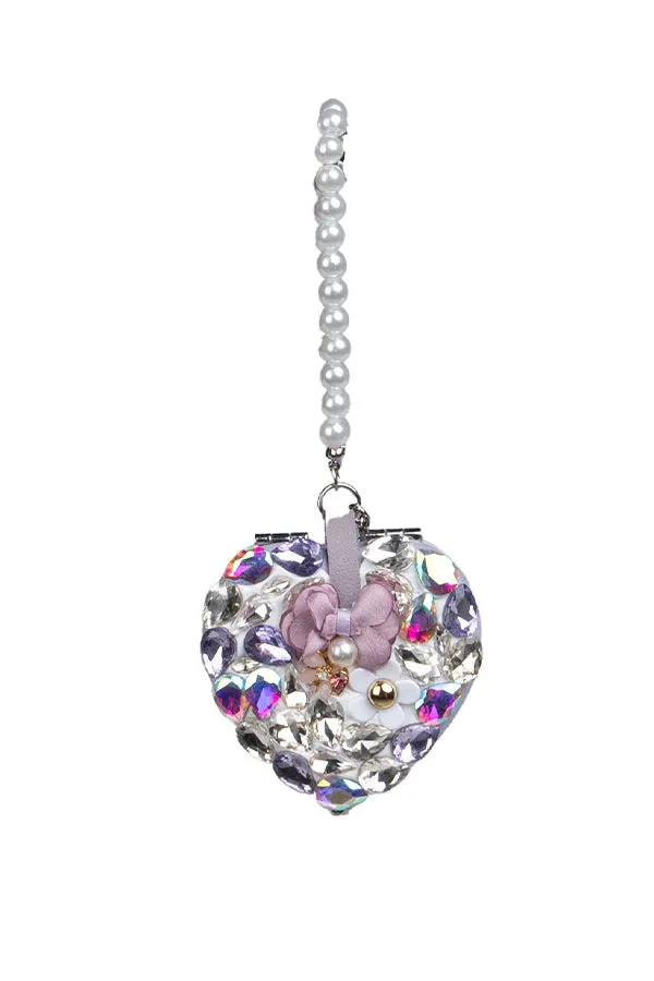 Crystal Heart Keychain Mirror