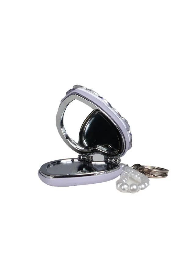 Crystal Heart Keychain Mirror