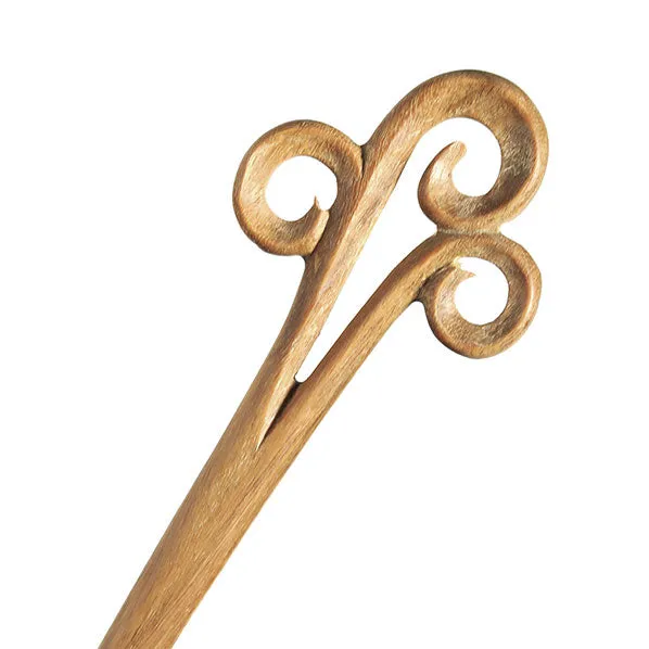 CrystalMood Handmade Carved 3 Curls Wood Hair Stick