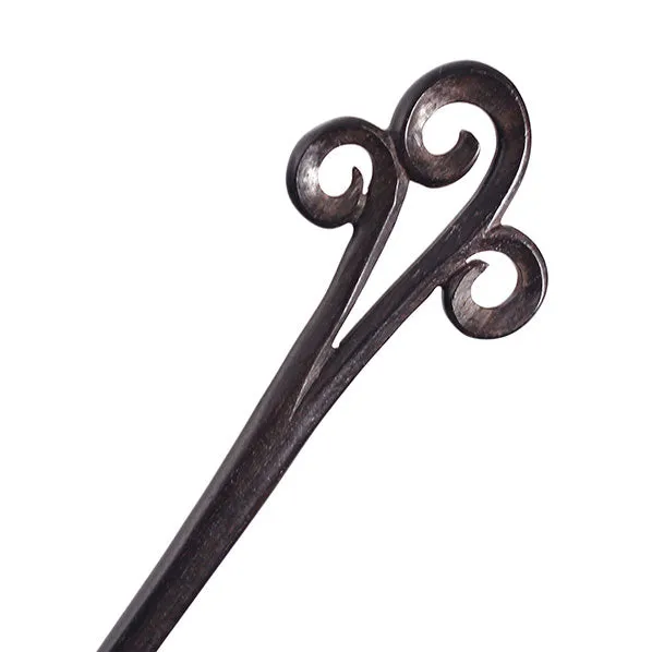 CrystalMood Handmade Carved 3 Curls Wood Hair Stick