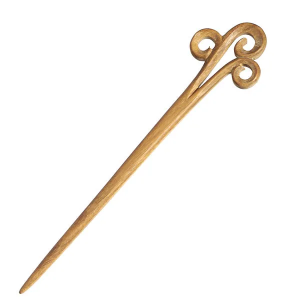 CrystalMood Handmade Carved 3 Curls Wood Hair Stick