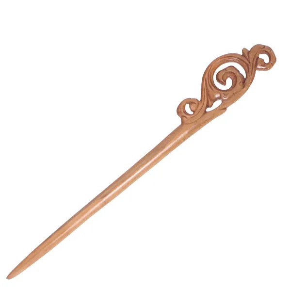 CrystalMood Handmade Carved Wood Hair Stick Auspicious