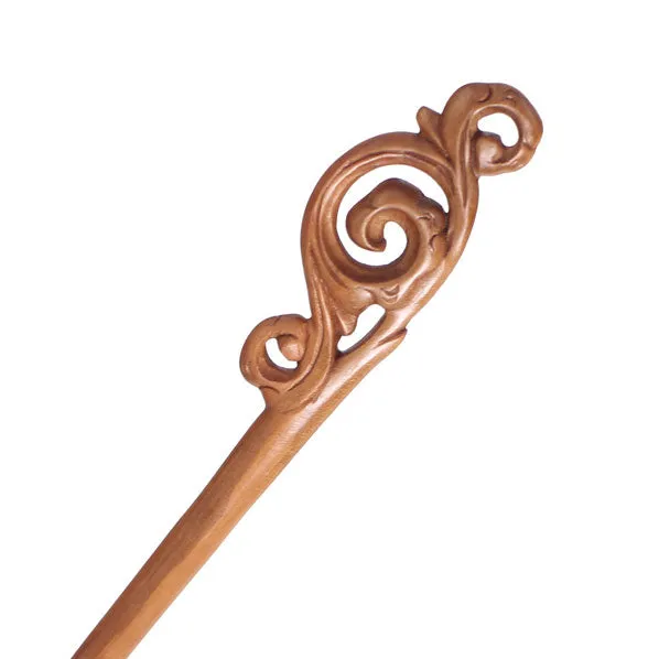 CrystalMood Handmade Carved Wood Hair Stick Auspicious