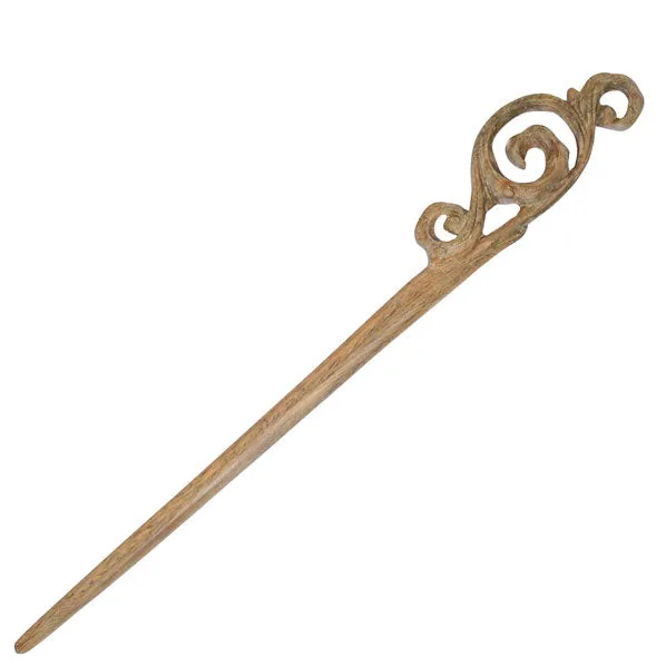CrystalMood Handmade Carved Wood Hair Stick Auspicious