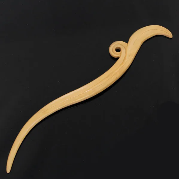 CrystalMood Handmade Carved Wood Hair Stick Wave