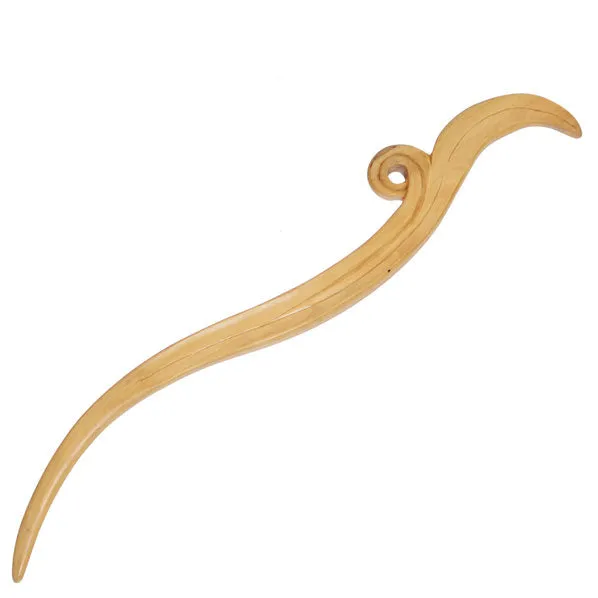 CrystalMood Handmade Carved Wood Hair Stick Wave
