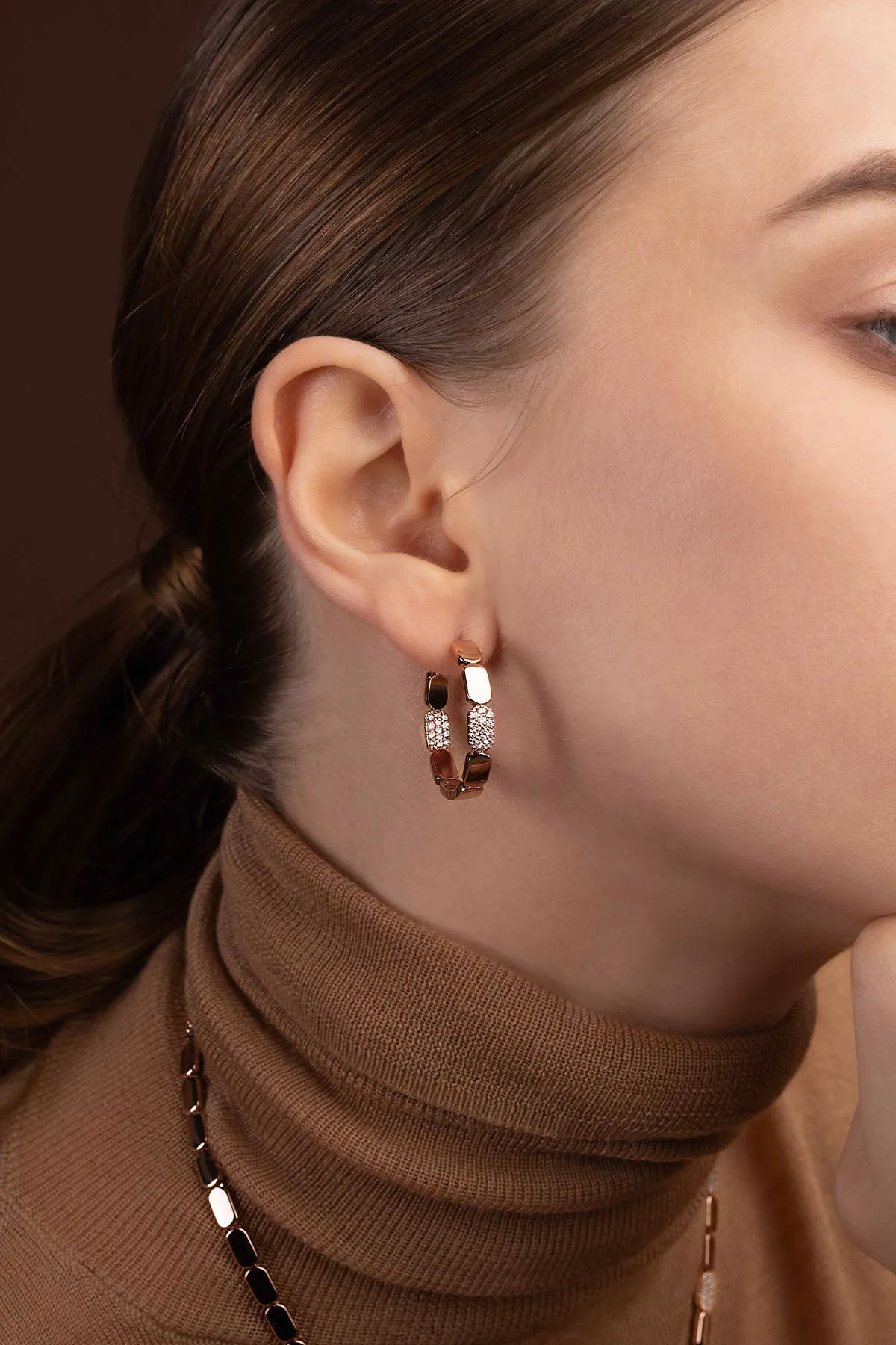 Dainty Rose Gold Hoop Earrings - Small