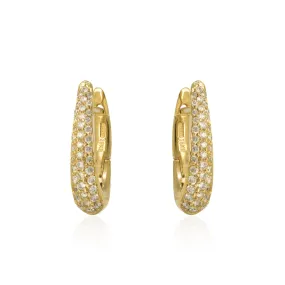 Diamond Pave Tapered Huggie Earrings