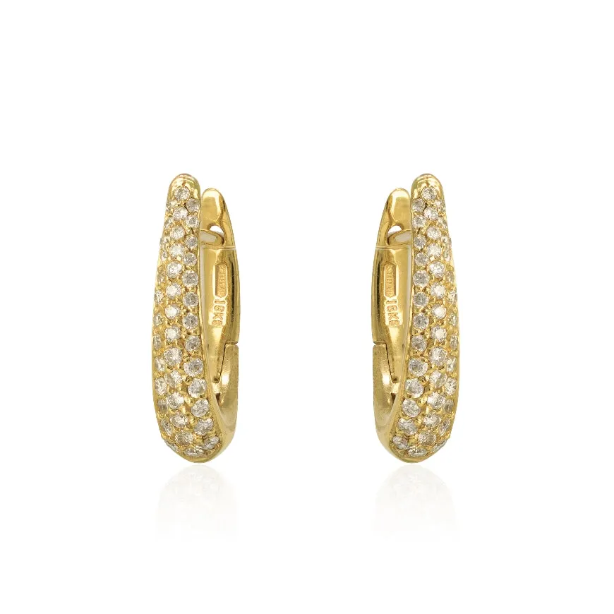 Diamond Pave Tapered Huggie Earrings