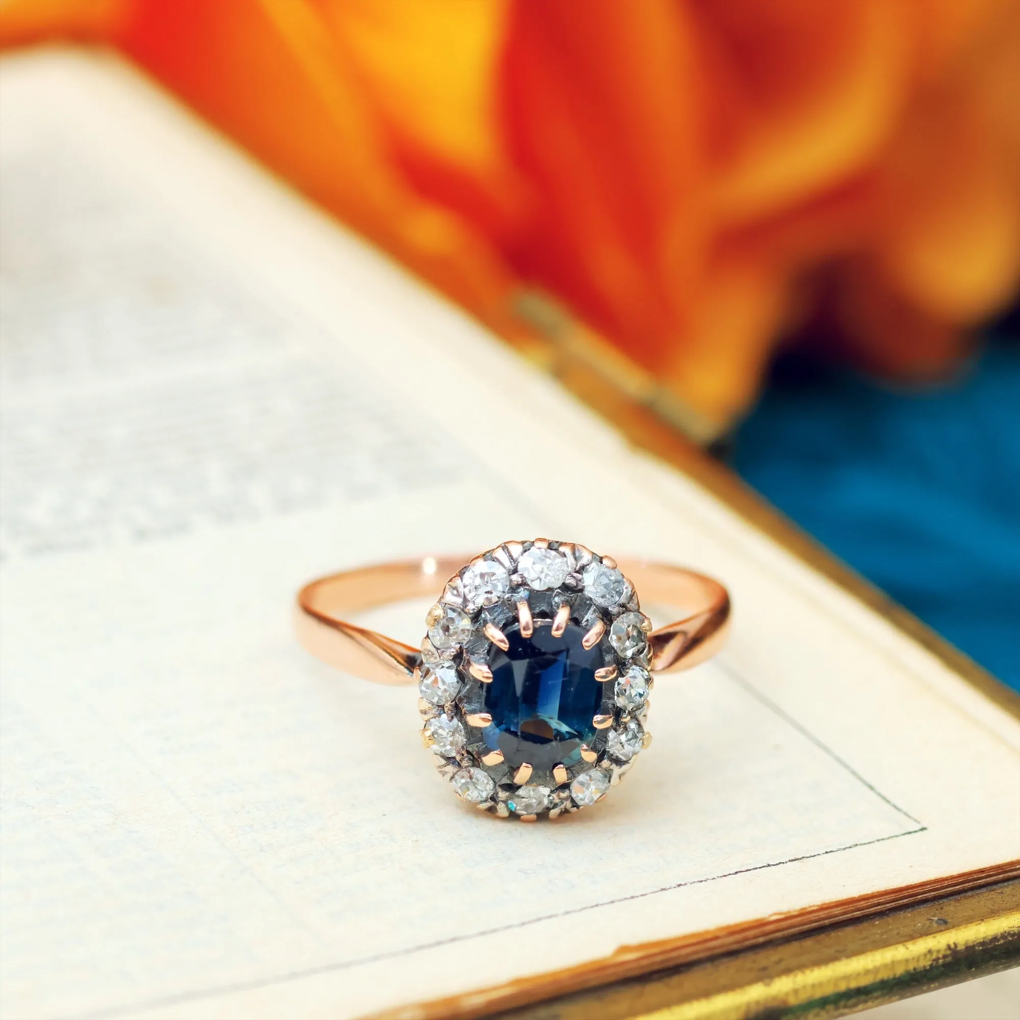 Divine Lovely Antique Sapphire & Diamond Engagement Ring