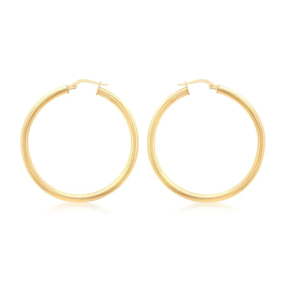 Duo Solid 9ct Yellow Gold Classic Hoops (25mm)