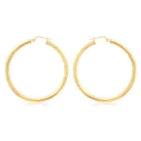 Duo Solid 9ct Yellow Gold Classic Hoops (40mm)