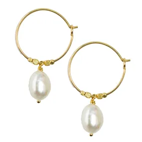 EARRING HOOP PEARL GRACE