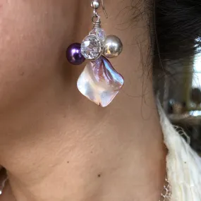 Earrings- Violet, Crystal, & Chrome