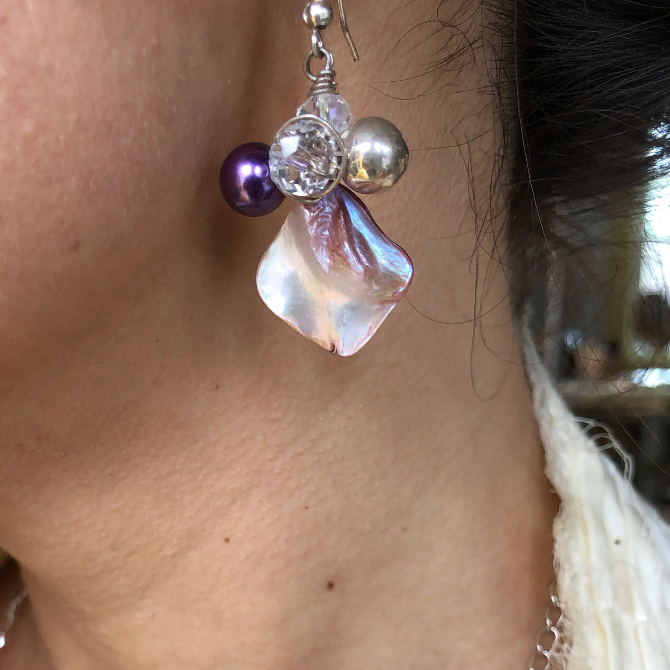 Earrings- Violet, Crystal, & Chrome