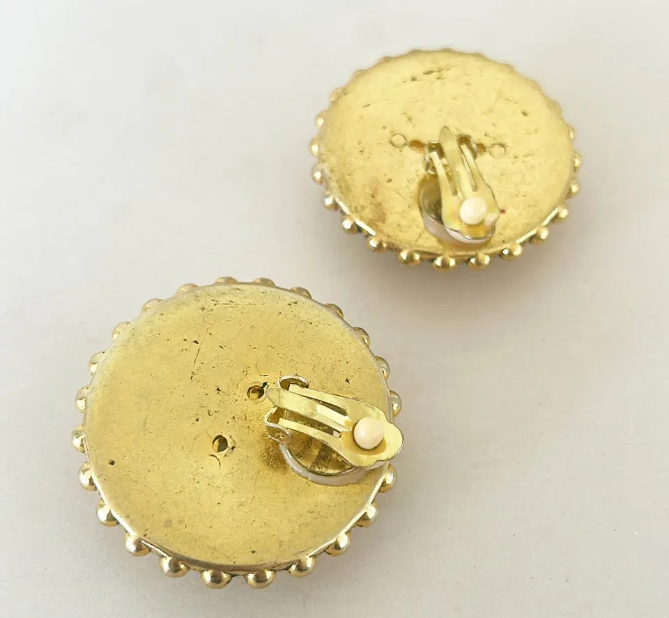 Extra large vintage 80s statement size clip on earrings