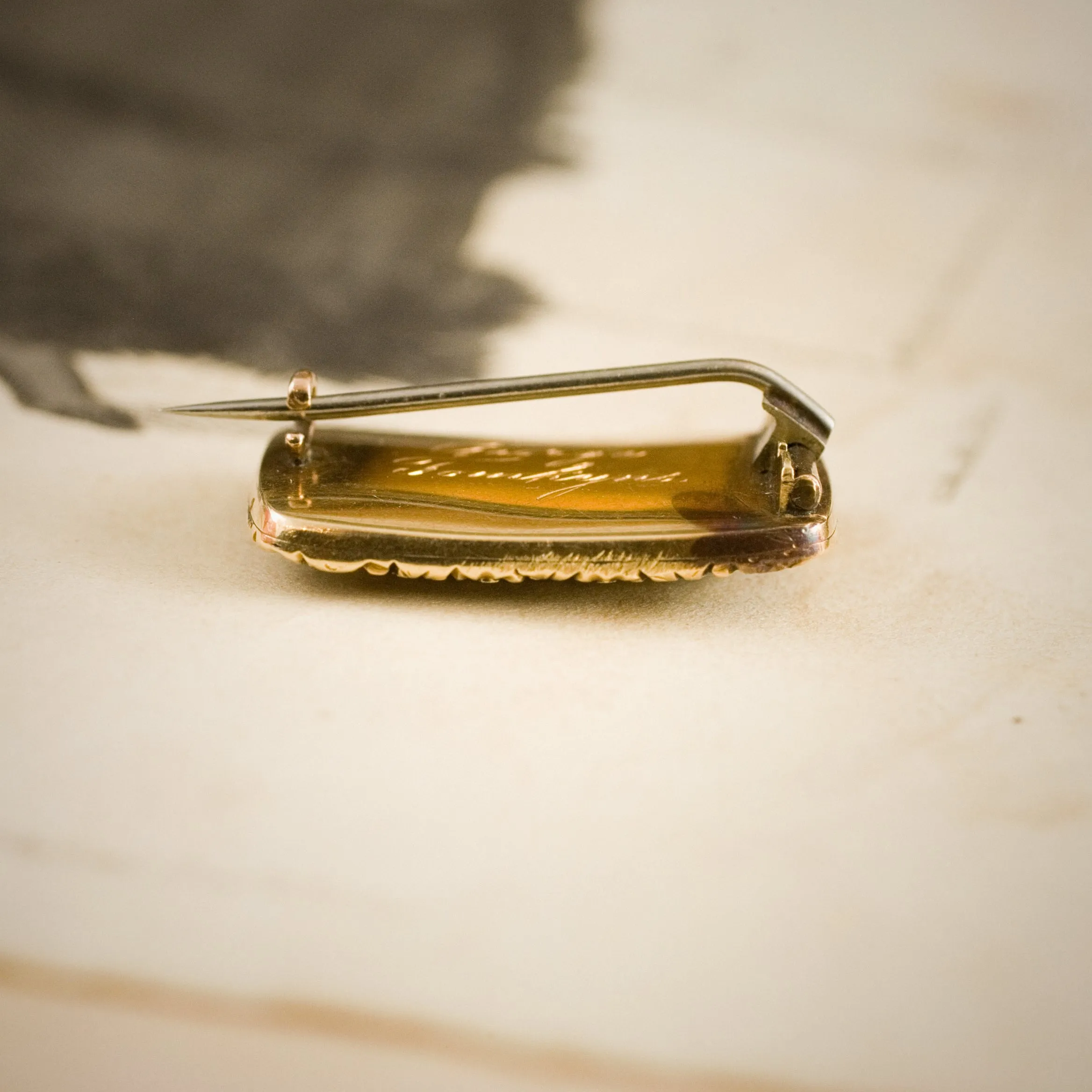 Fine Circa 1820's Enamelled Mourning Brooch