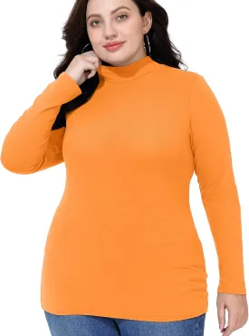 FOREYOND Plus Size Mock Turtleneck Tops for Women Long Sleeve Mock Neck Shirt Lightweight Base Layer Slim Fit Underwear