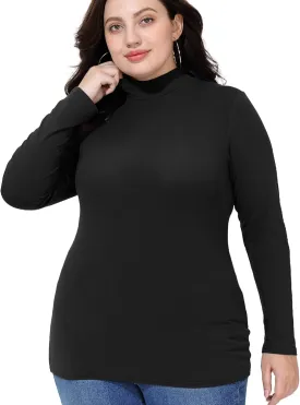 FOREYOND Plus Size Mock Turtleneck Tops for Women Long Sleeve Mock Neck Shirt Lightweight Base Layer Slim Fit Underwear