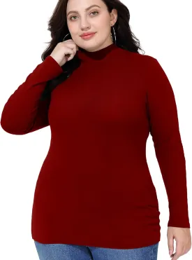 FOREYOND Plus Size Mock Turtleneck Tops for Women Long Sleeve Mock Neck Shirt Lightweight Base Layer Slim Fit Underwear