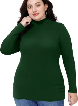 FOREYOND Plus Size Mock Turtleneck Tops for Women Long Sleeve Mock Neck Shirt Lightweight Base Layer Slim Fit Underwear