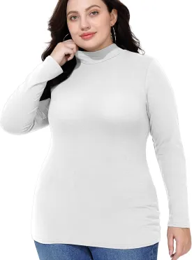 FOREYOND Plus Size Mock Turtleneck Tops for Women Long Sleeve Mock Neck Shirt Lightweight Base Layer Slim Fit Underwear
