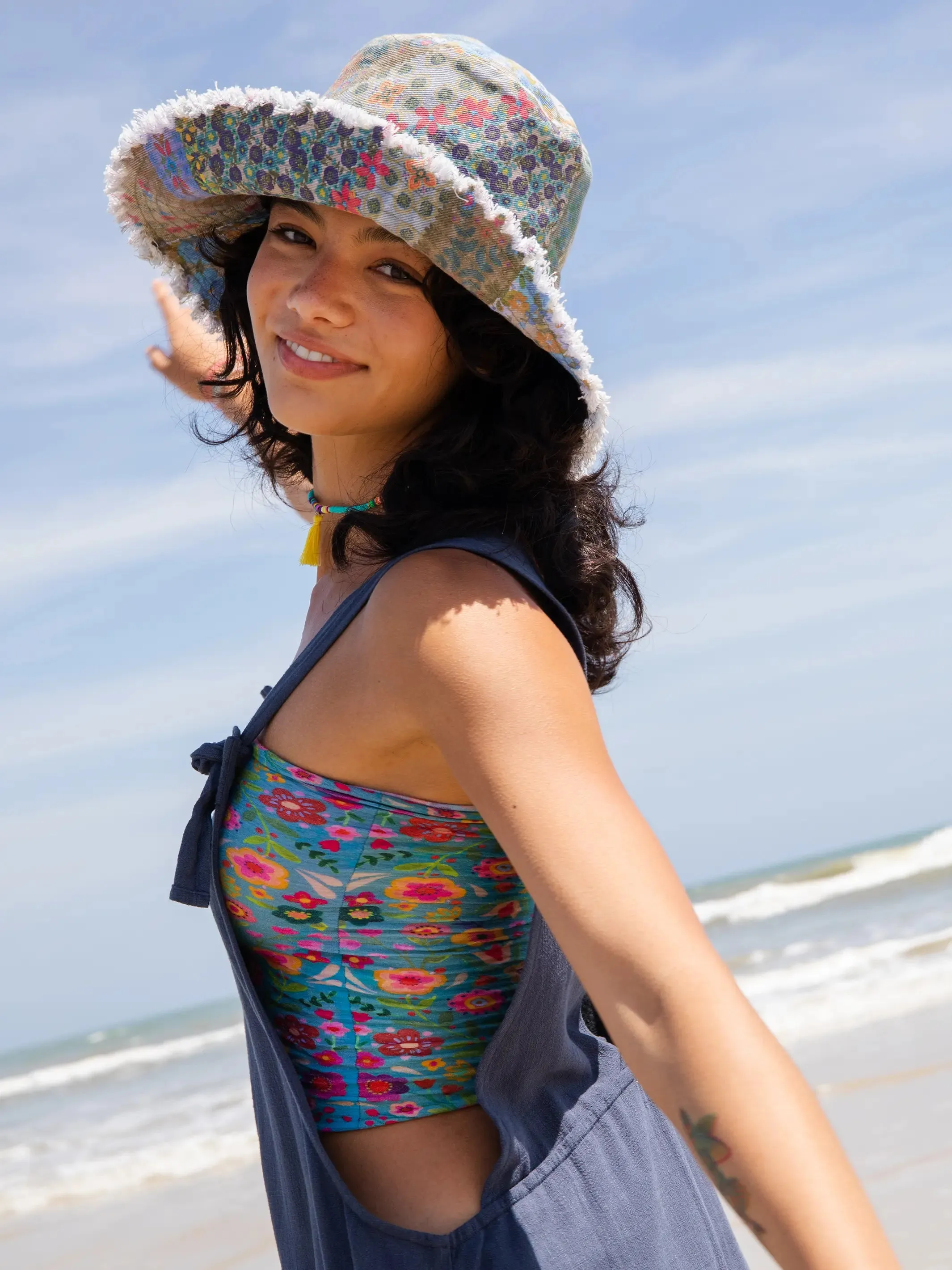 Full Boho Bandeau® Headband - Teal Folk Flower