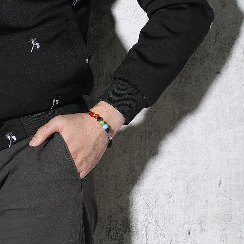 Genuine Leather Magnetic Clasp Chakra Bracelet