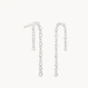 Gleam Crystal Drop Studs in Silver