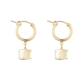 Gold Filled 8mm Golden Shadow Cube Clip Hoop Earrings